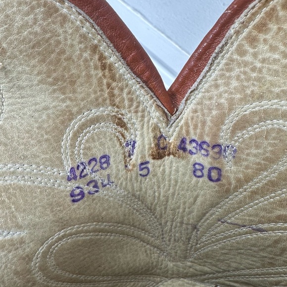 Vintage Dan Post Women’s Western Boots 7C Rare Pull-Hole Style, Tan Leather USA - Picture 10 of 11